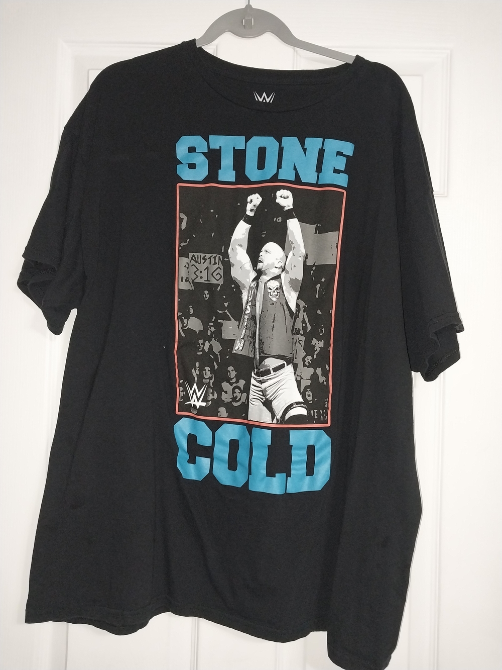 WWE Black Stone Cold Graphic Tee with Blue Lettering